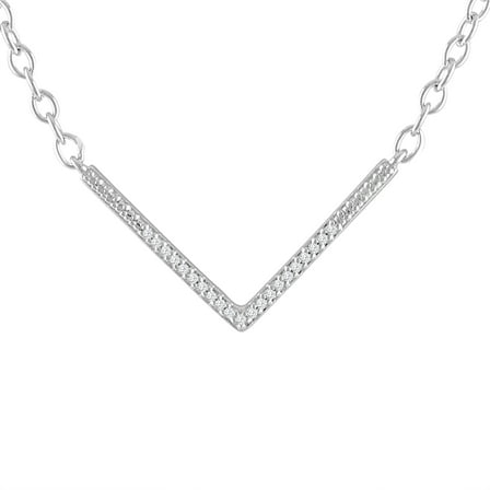 Ladies Brilliance Fine Jewelry Sterling Silver Diamond Accent V Necklace