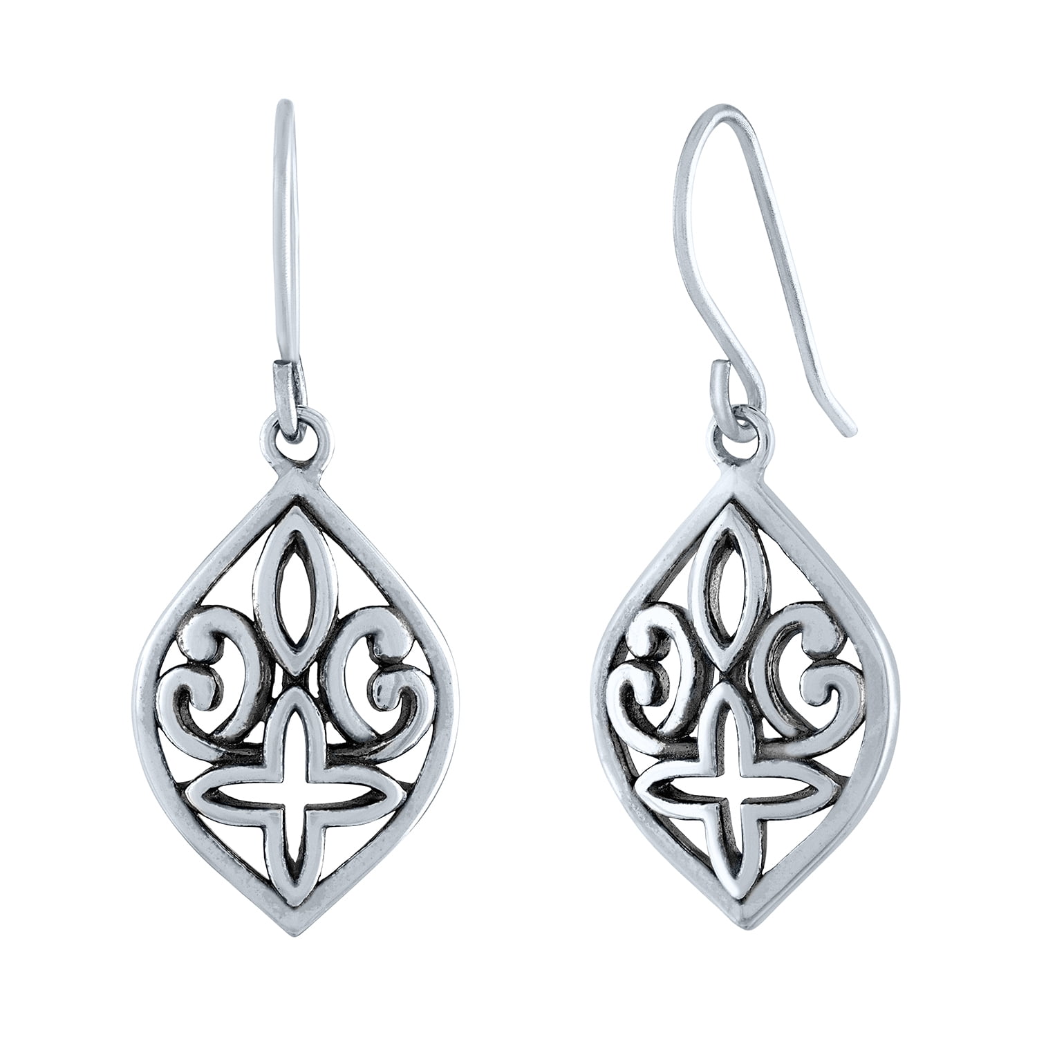 Ladies Brilliance Fine Jewelry Sterling Silver Filigree Dangle Earrings