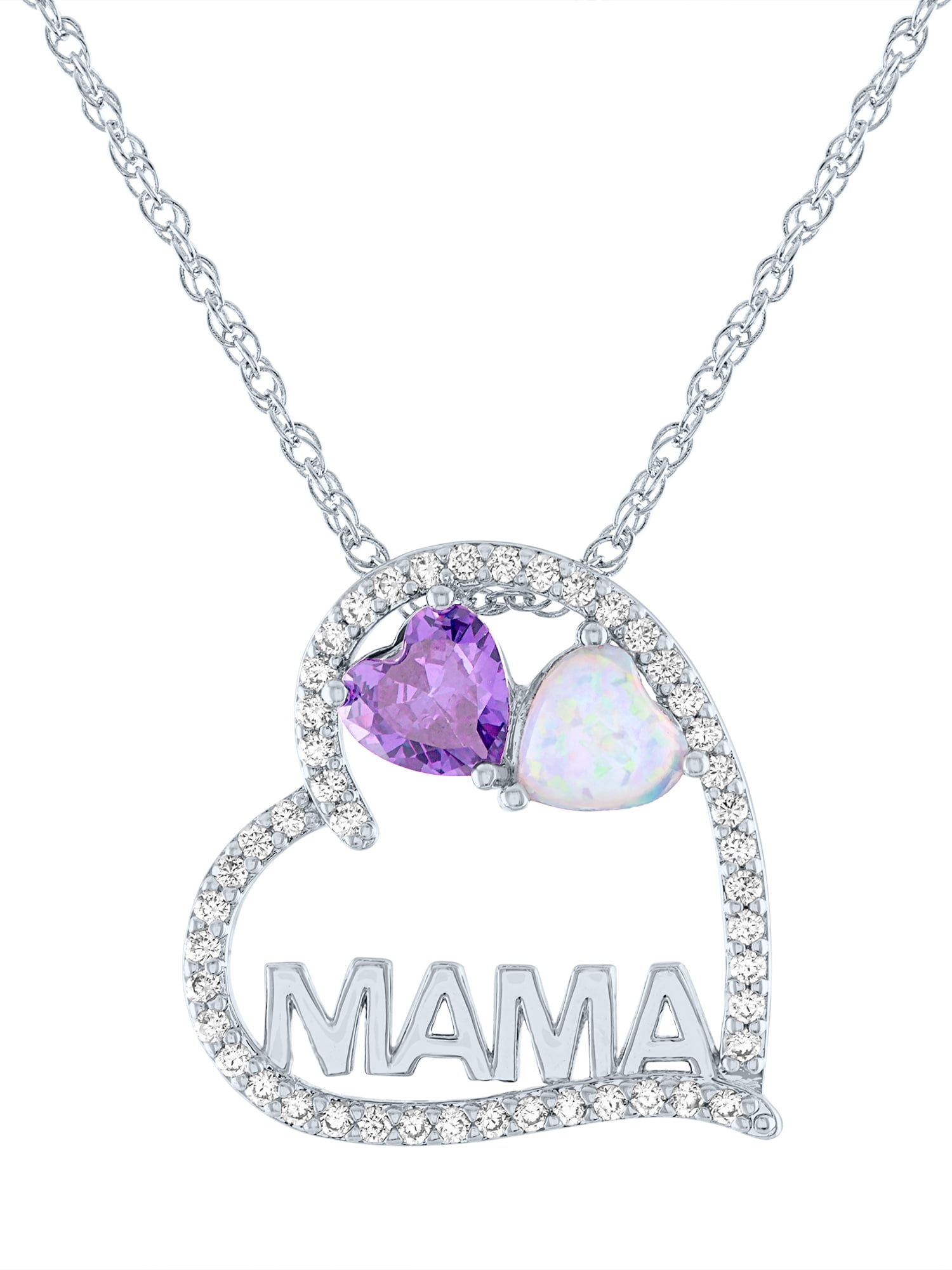 Ladies Brilliance Fine Jewelry Sterling Silver Plated Similated Gemstones & CZ Mama Pendant, 18"