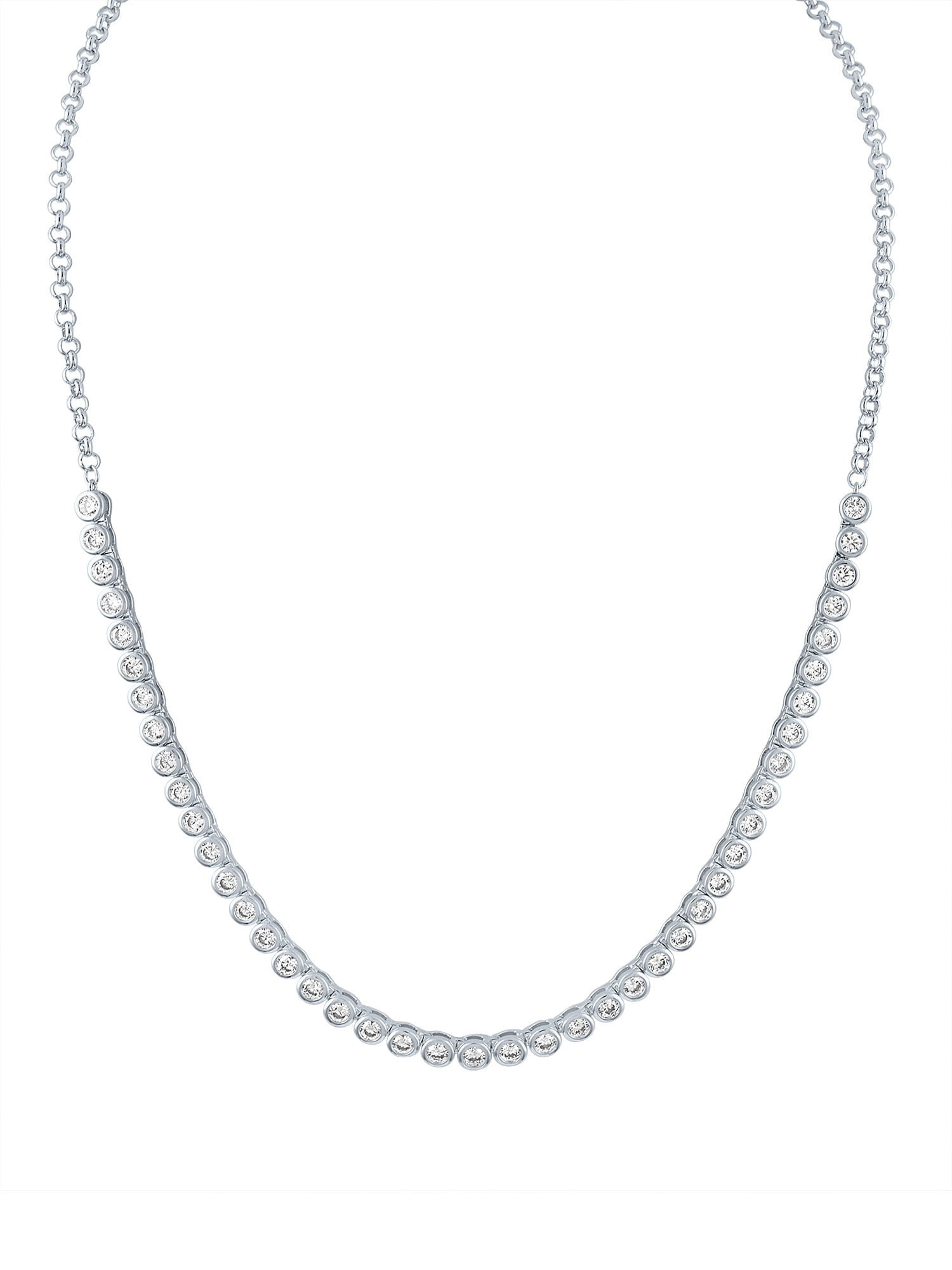 Ladies Brilliance Fine Jewelry Sterling Silver Plated Simulated Diamond Necklace, 18"
