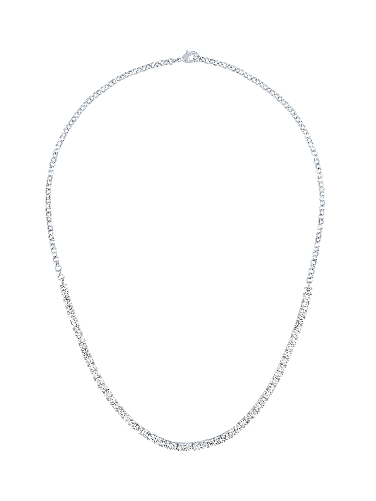 Ladies Brilliance Fine Jewelry Sterling Silver Plated Simulated Diamond Necklace, 18"