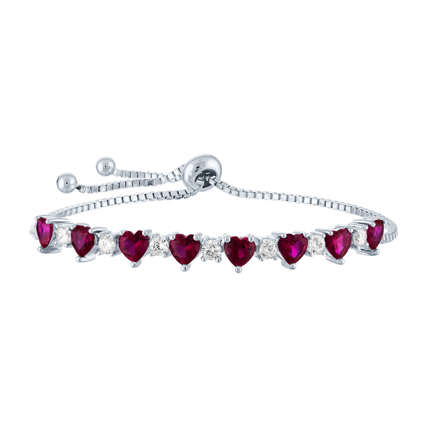 Ladies Brilliance Fine Jewelry Sterling Silver Plated Simulated Ruby Bracelet