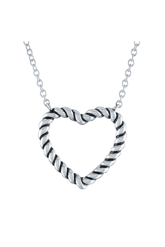 Ladies Brilliance Fine Jewelry Sterling Silver Rope Heart Necklace, 18"
