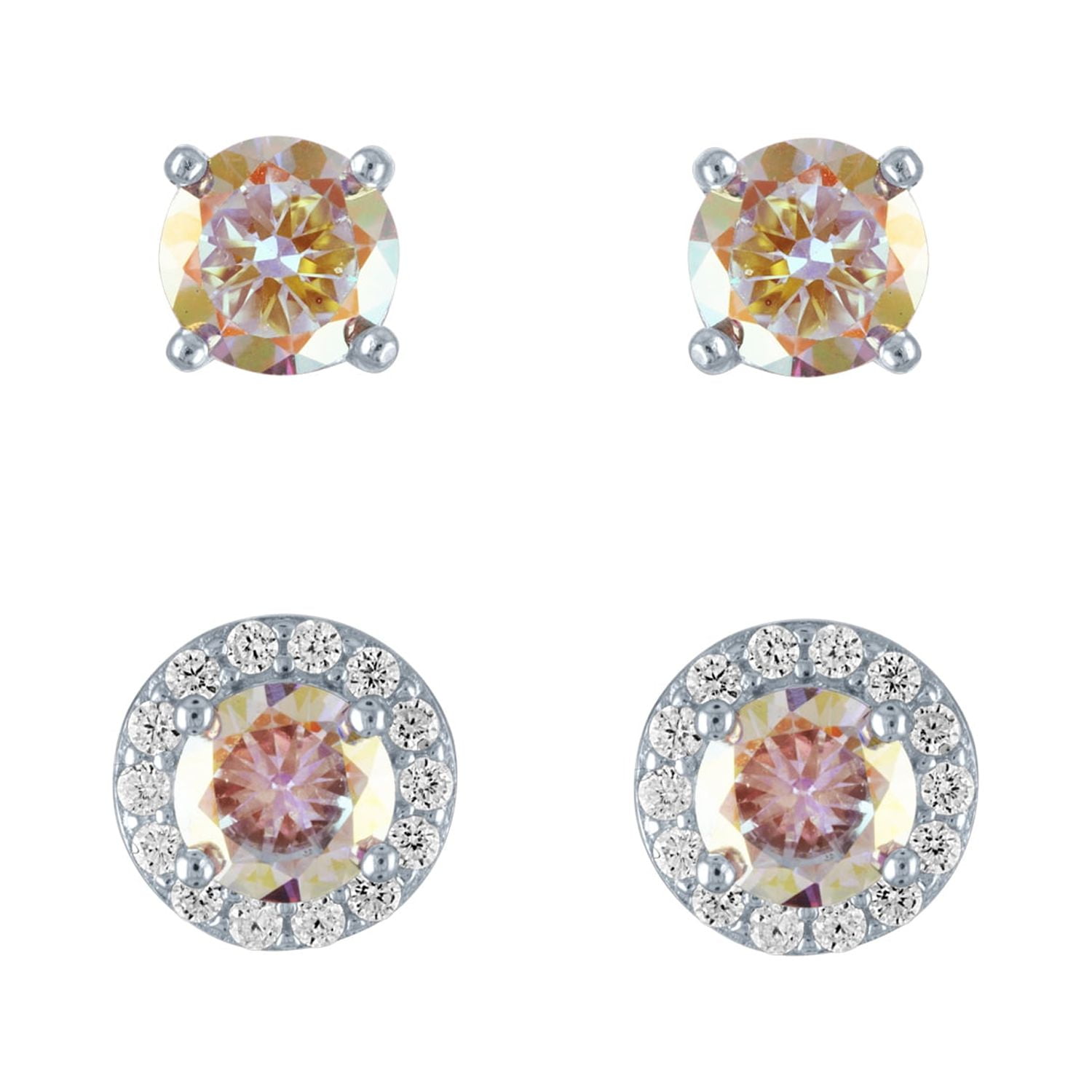 Ladies Brilliance Fine Jewelry Sterling Silver Simulated Aurora Borealis & CZ Set