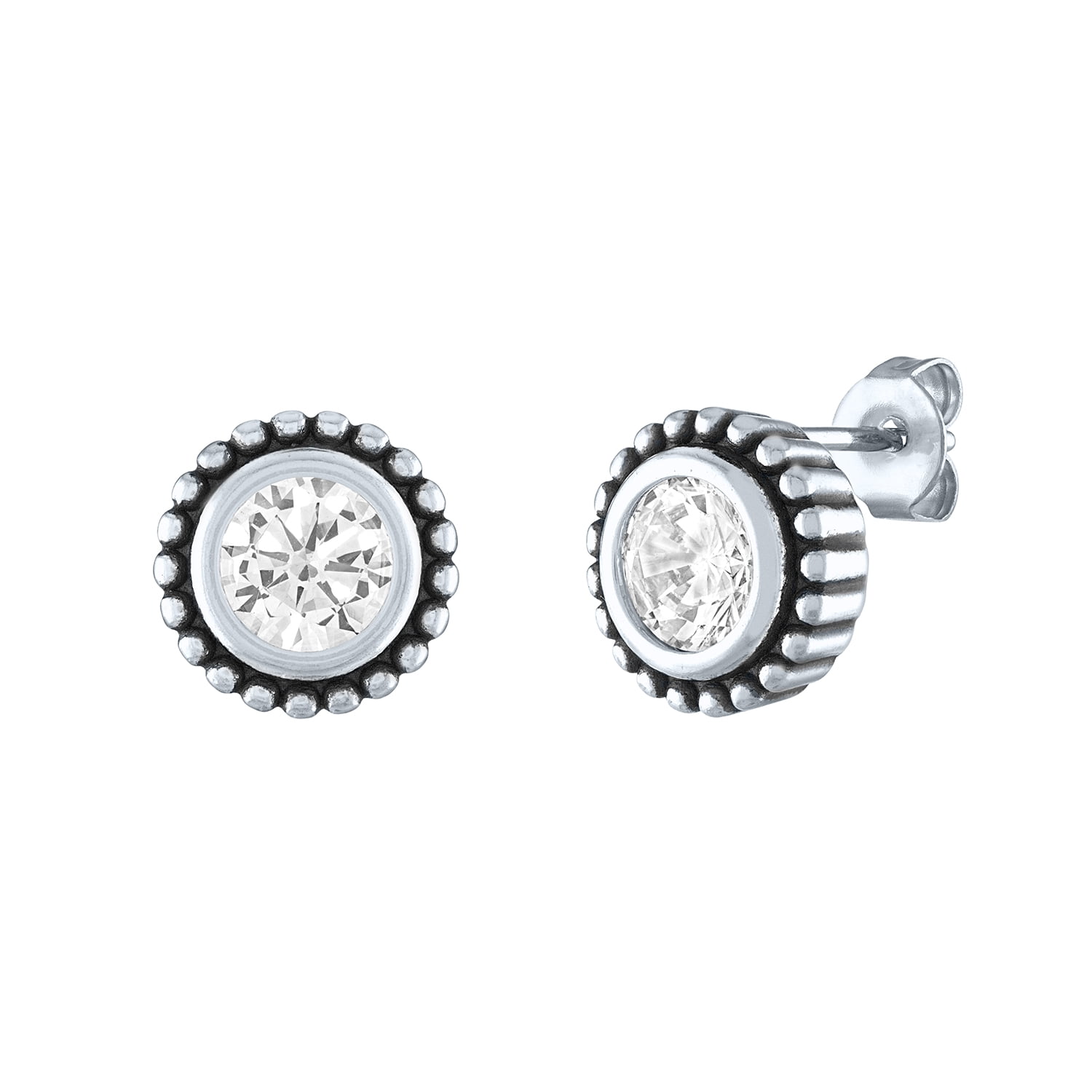 Ladies Brilliance Fine Jewelry Sterling Silver & Simulated Diamond Earrings