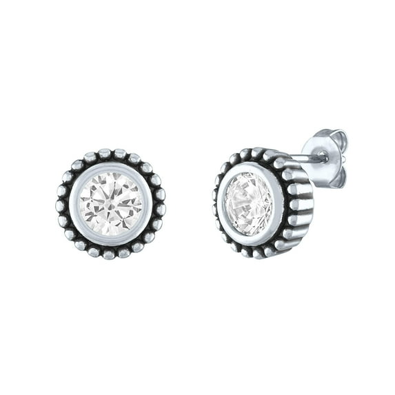 Ladies Brilliance Fine Jewelry Sterling Silver & Simulated Diamond Earrings