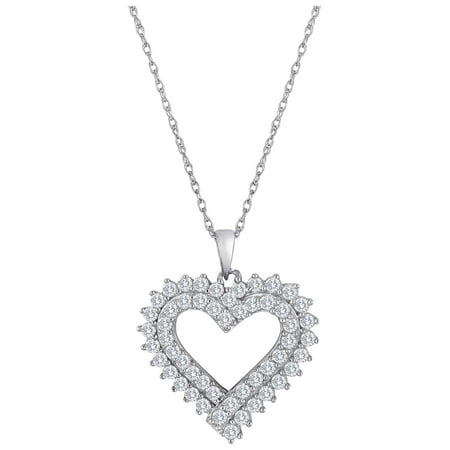 Ladies Brilliance Fine Jewelry Sterling Silver Simulated Diamond Pendant, 18"