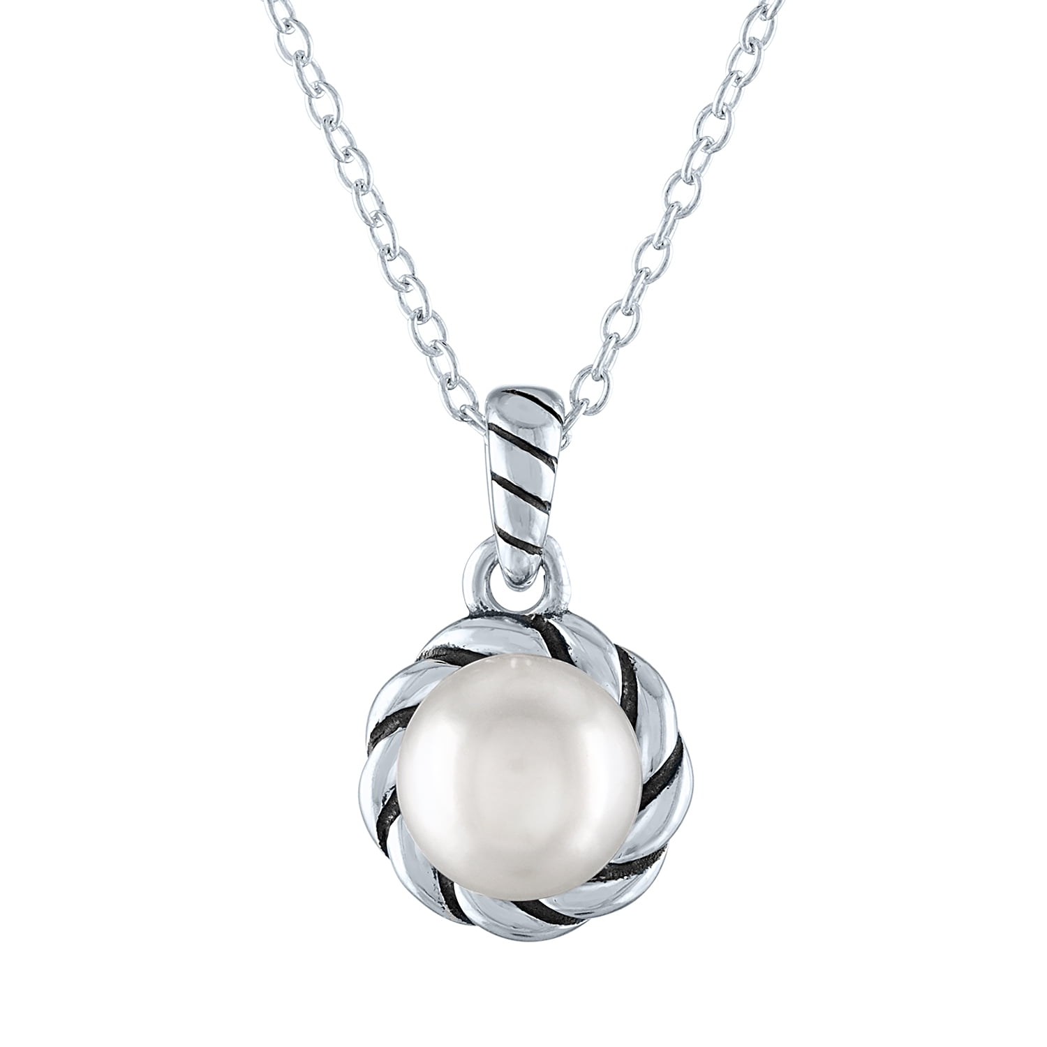 Ladies Brilliance Fine Jewelry Sterling Silver Simulated Pearl Pendant, 18"