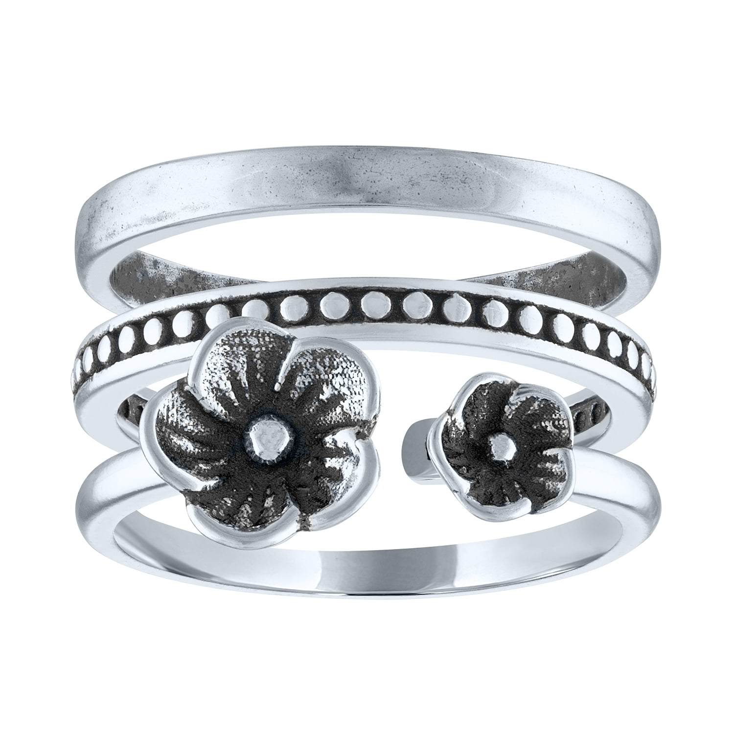 Ladies Brilliance Fine Jewelry Sterling Silver Stack Ring Set