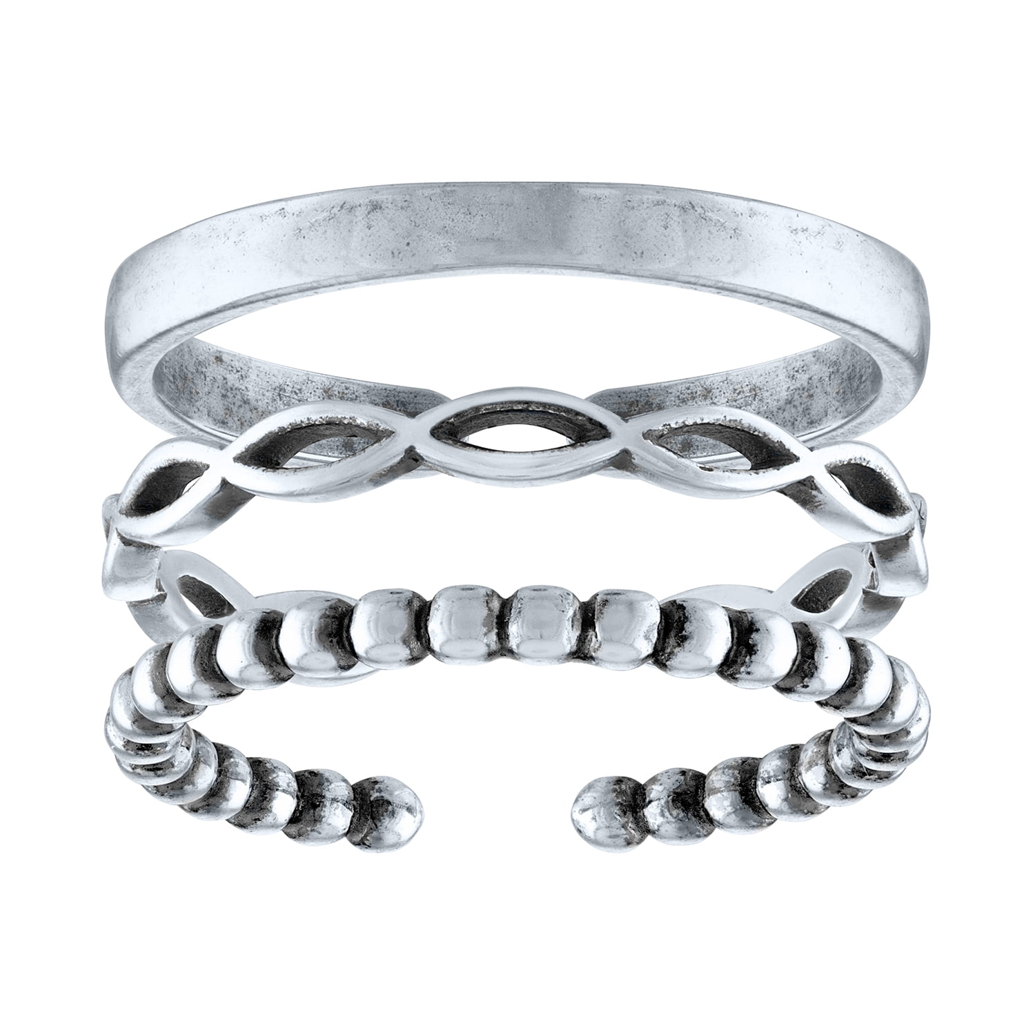Ladies Brilliance Fine Jewelry Sterling Silver Stack Ring Set
