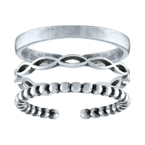 Ladies Brilliance Fine Jewelry Sterling Silver Stack Ring Set