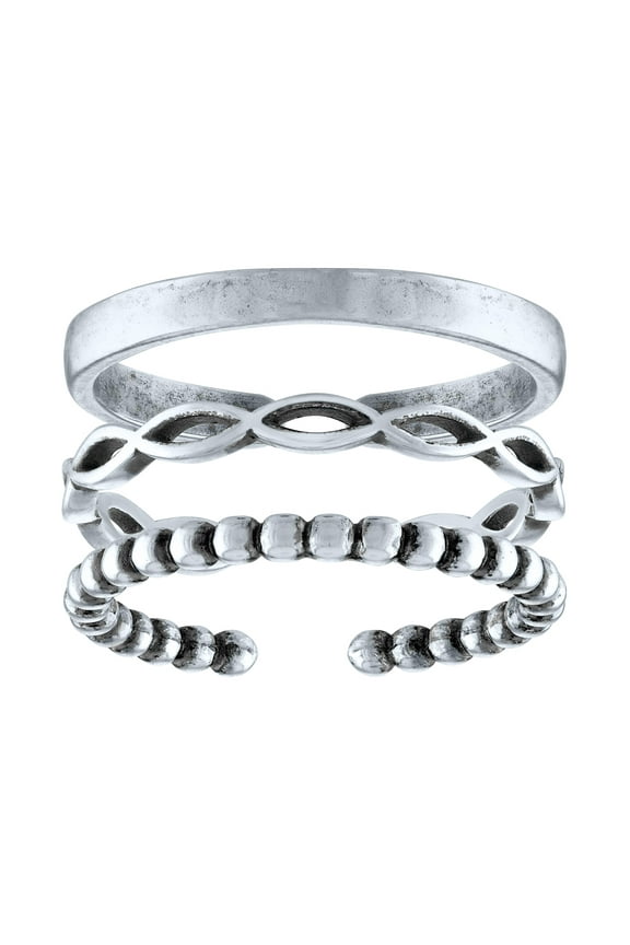 Ladies Brilliance Fine Jewelry Sterling Silver Stack Ring Set