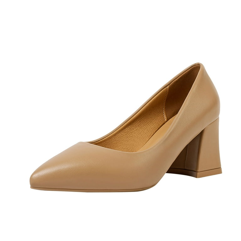 Ladies British Style Solid Womens Platform Heels ColorPointed Thick Heel Closed Toe High Heeled Casual Single Women Size 12 Heels Shoes Walmart