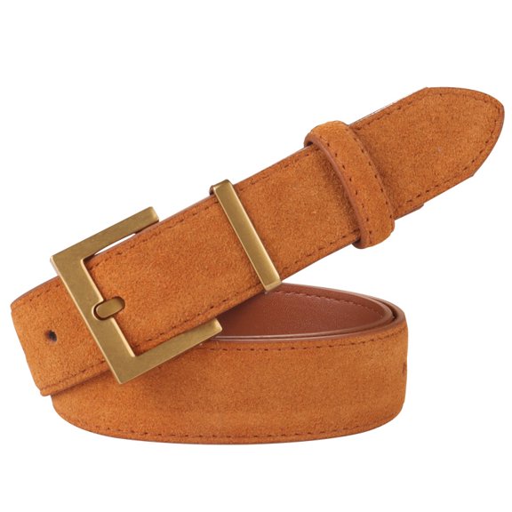 Ladies Buckle Leather Belt - Classic Style for Pants, Jeans, and Casual Dresses