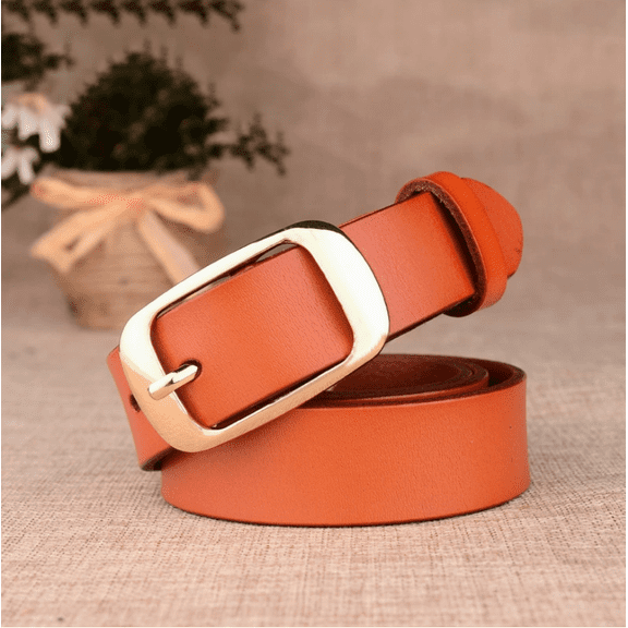 Ladies Buckle Leather Belt - Classic Style for Pants, Jeans, and Casual Dresses