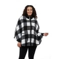 thumbnail image 1 of Ladies Buffalo Check Fleece Black Sweater Rib Wrap, 1 of 3