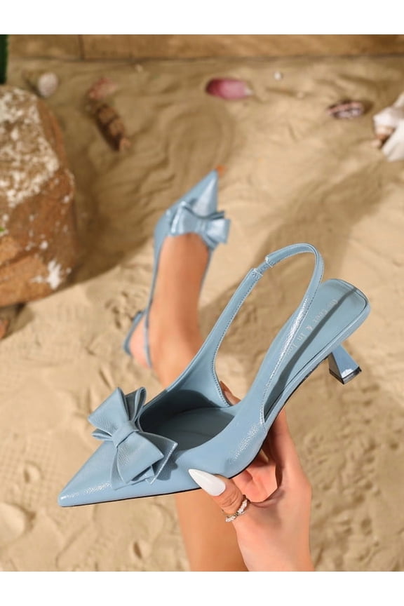 Ladies Butterfly Knot Decorated Pointed Toe Slim High Heels Elegant Women's Footwear