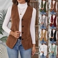 thumbnail image 1 of Ladies Button Front Sleeveless Cardigan Jacket Vest Coat Casual Solid Color Lightweight Summer Cover Up | CSEONE,Red XL, 1 of 9