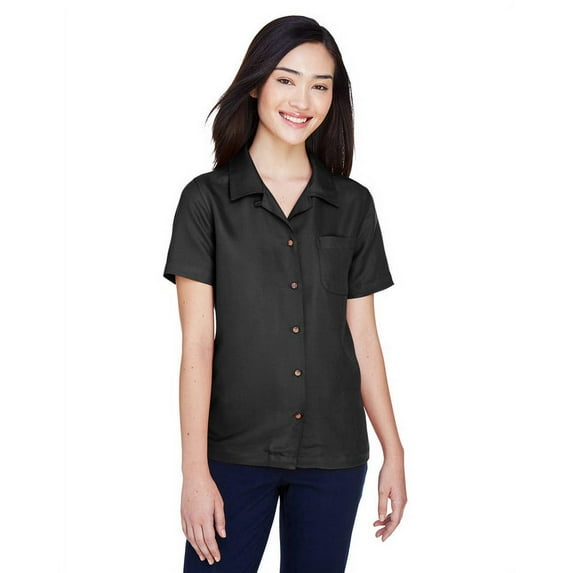 Ladies' Cabana Breeze Camp Shirt - BLACK - 2XL