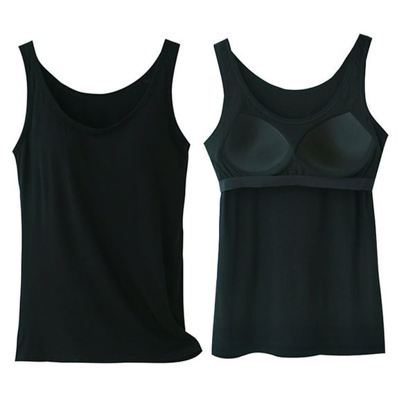 Ladies Camisole Tops With Built in Bra Women Vest Padded Slim Tank Tops Soft