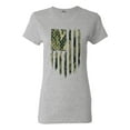 thumbnail image 1 of Ladies Camo Camouflage American Flag Patriotic Support DT T-Shirt Tee, 1 of 2