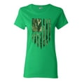 thumbnail image 1 of Ladies Camo Camouflage American Flag Patriotic Support DT T-Shirt Tee, 1 of 2