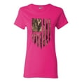 thumbnail image 1 of Ladies Camo Camouflage American Flag Patriotic Support DT T-Shirt Tee, 1 of 2