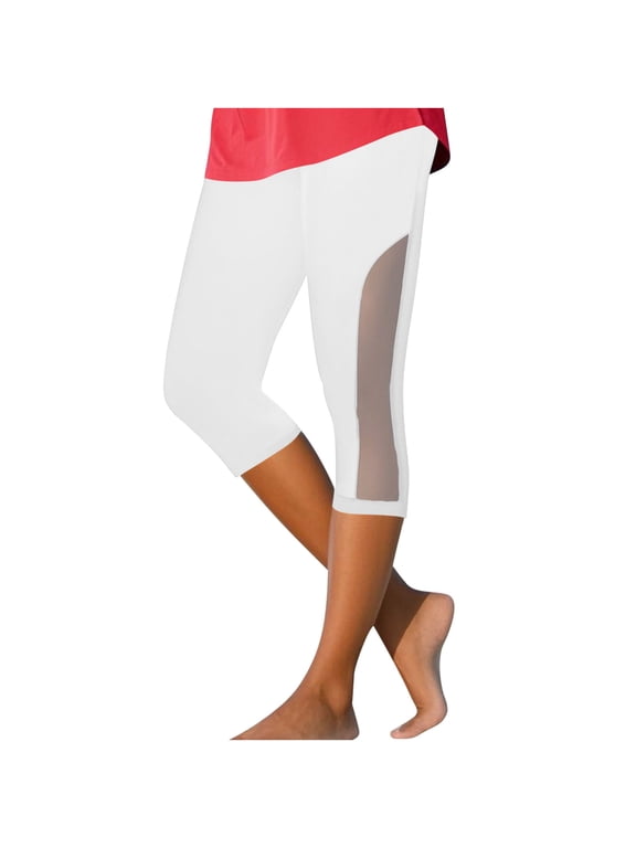 Ladies Capri Pants,Capris for Women High Waisted Leggings Stretchy Sheer Mesh Patchwork Casual Summer Cropped Workout Yoga Pants