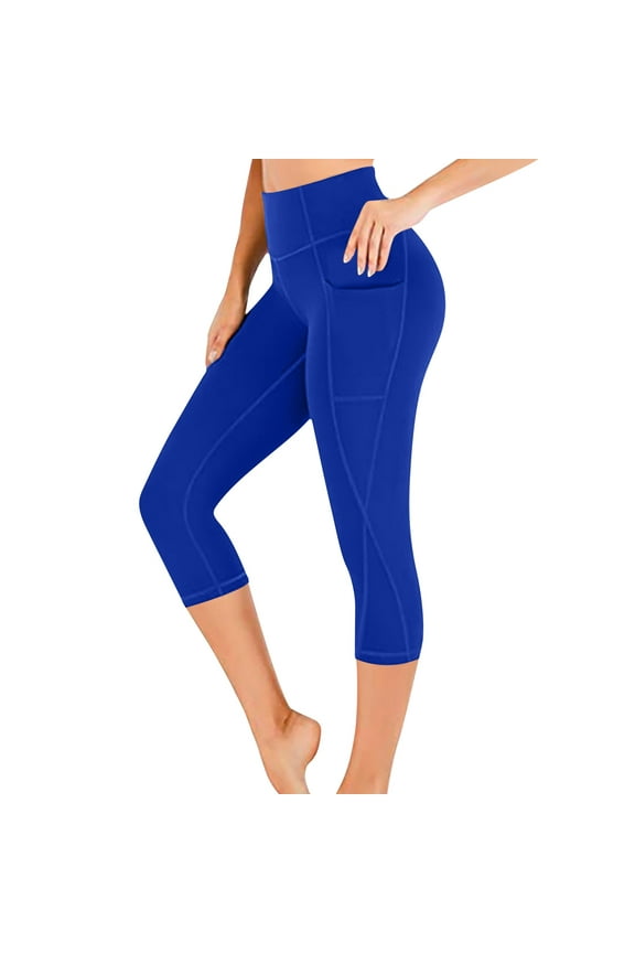 Ladies Capris Sevevn Women's Stretch Yoga Leggings Fitness Running Gym Sports Pockets Active Pants Pull On Capris For Women
