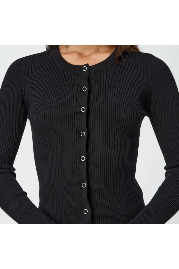 Ladies Cardigan Sweaters Long Sleeve Knit Crew Neck Button Down Women Cardigan Open Front Black Cardigan Early Fall Fashion