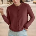 thumbnail image 1 of Ladies Cardigan Sweaters Long Sleeve Knit Crew Neck Button Down Womens Sweaters Open Front Brown Cardigan Fashion Clothing, 1 of 4