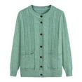 thumbnail image 1 of Ladies Cardigan Sweaters Long Sleeve Knit Crew Neck Button Down Womens Sweaters Open Front Mint Green Cardigan Fall Fashion Must Haves, 1 of 2
