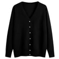 thumbnail image 1 of Ladies Cardigan Sweaters Long Sleeve Knit V-Neck Button Down Light Cardigans for Women Open Front Black Sweaters Womens Fall Clothes, 1 of 4