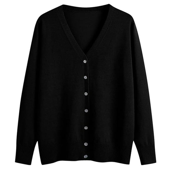 Ladies Cardigan Sweaters Long Sleeve Knit V-Neck Button Down Light Cardigans for Women Open Front Black Sweaters Womens Fall Clothes
