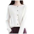 thumbnail image 1 of Ladies Cardigan Sweaters Long Sleeve Round Neck Knitted Button Up Womens Sweaters Open Front White Cardigan Fall Outfits, 1 of 5