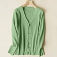 thumbnail image 1 of Ladies Cardigan Sweaters Long Sleeve V Neck Knitted Button Down Fall Sweaters Open Front Mint Green Sweaters Early Fall Fashion, 1 of 3