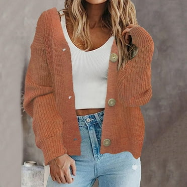 Ladies Cardigans Lightweight Loose Buttons 2024 Long Sleeve Cardigans Sweater , Light Weight Cardigan Women Coffee M