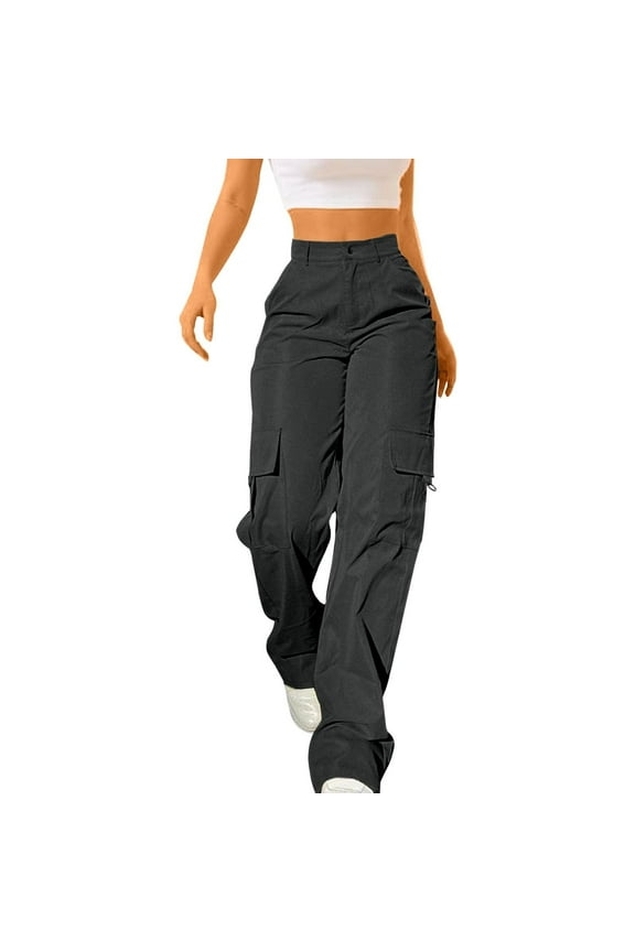Ladies Cargo Lounge Pants for Women High Waisted Straight Leg Plain Long Leg Fall Summer 2026 Clothing Y2K