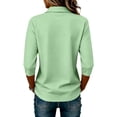 thumbnail image 1 of Ladies Casual Button Placket Collared Polo Shirts Three Quarter Sleeve Loose Summer Multi Color Tops M, 1 of 4