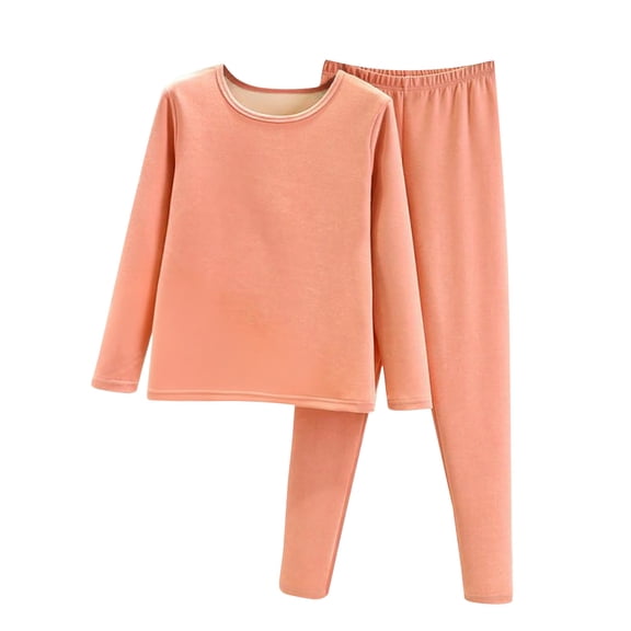 Ladies' Casual Comfortable Crew Neck Warm Plush Pajama and Pants Plus Size Loungewear Set Pink Size XXL