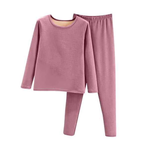 Ladies' Casual Comfortable Crew Neck Warm Plush Pajama and Pants Plus Size Loungewear Set Purple Size XL