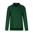 thumbnail image 1 of Ladies Casual Cotton Linen Shirt - Lapel Tie, Long Sleeve, Pocket Design - Spring/Summer/Fall, Polyester/Spandex, for Office & Daily Wear, 1 of 4