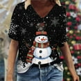 thumbnail image 1 of Ladies Casual Fashion Christmas Theme Snowflake Snowman Print V Neck Short Sleeved T Shirt Top Womens Long Sleeve Spandex T Shirt Womens Tee Lightweight T Shirts Women Athletic Tops for Women Long, 1 of 3