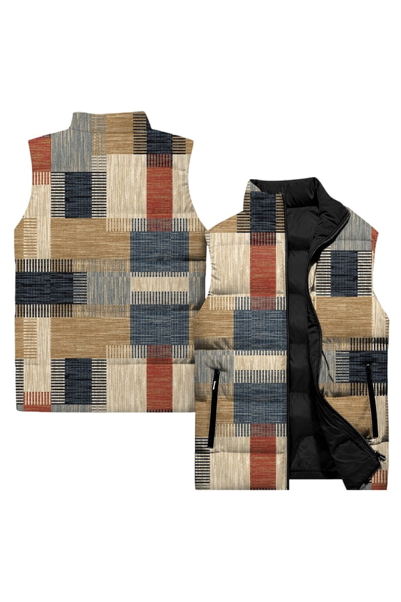 Ladies' Casual Fashion Sleeveless Floral Printed Cotton Vest Jacket, Beige, Size XL