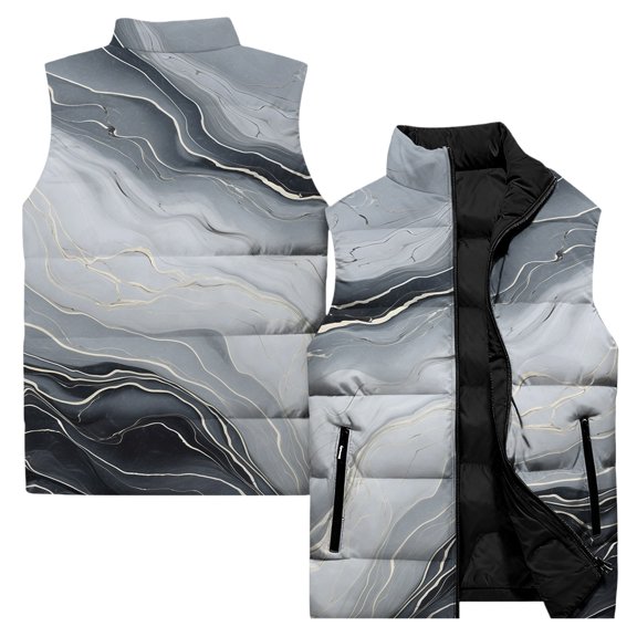 Ladies' Casual Fashion Sleeveless Floral Printed Cotton Vest Jacket, Gray, Size XXXXL