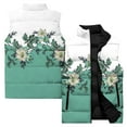 thumbnail image 1 of Ladies' Casual Fashion Sleeveless Floral Printed Cotton Vest Jacket, Turquoise, Size XL, 1 of 4