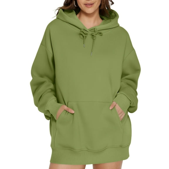 Ladies' Casual Fashionable Solid Color Long Sleeve Hooded Warm Shirt Loose Comfortable Hoodie Sweatshirt for Everyday Wear