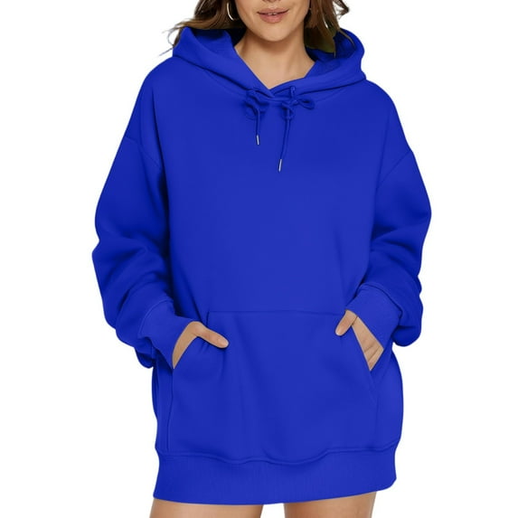Ladies' Casual Fashionable Solid Color Long Sleeve Hooded Warm Shirt Loose Comfortable Hoodie Sweatshirt for Everyday Wear