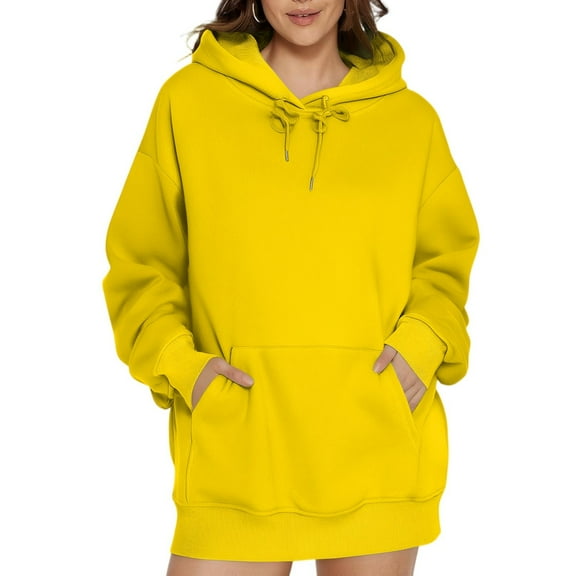 Ladies' Casual Fashionable Solid Color Long Sleeve Hooded Warm Shirt Loose Comfortable Hoodie Sweatshirt for Everyday Wear