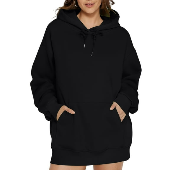 Ladies' Casual Fashionable Solid Color Long Sleeve Hooded Warm Shirt Loose Comfortable Hoodie Sweatshirt for Everyday Wear